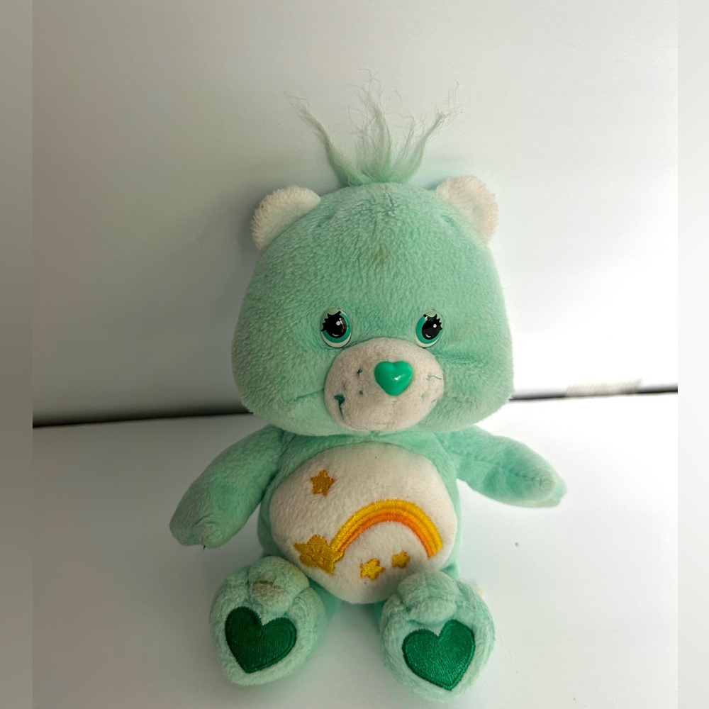 2002 Care Bears Wish Bear Mint Green 8” Plush toy (vintage)